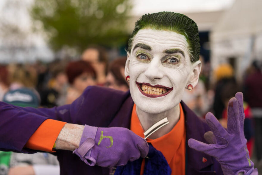 young man disguised as the joker