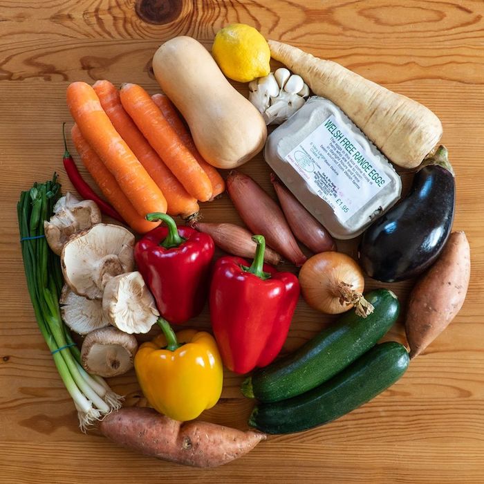 mixed vegetables on a wooden table