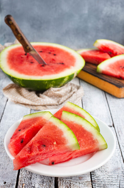 Slices of watermelon on a plate.