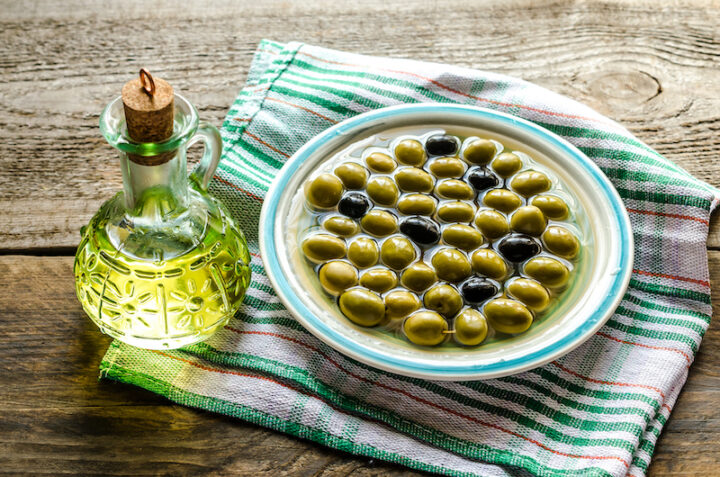 Olive oil and whole olives