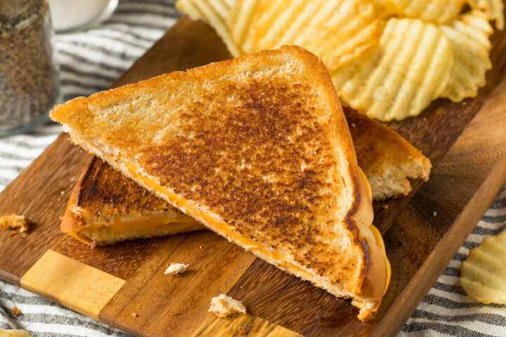 Homemade Grilled Cheese Sandwich with Potato Chips