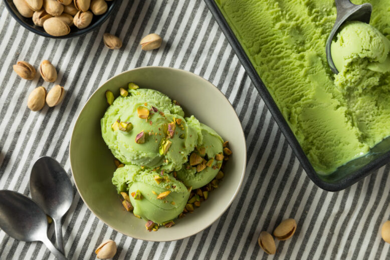 Homemade Green Pistachio Ice Cream Ready to Eat
