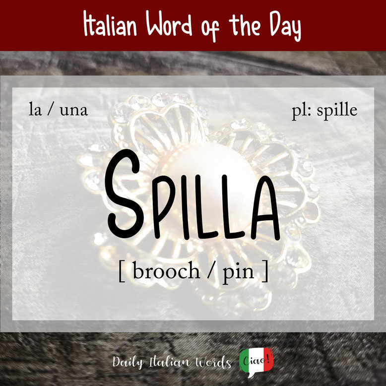 cover image with the word “spilla” and a brooch in the background