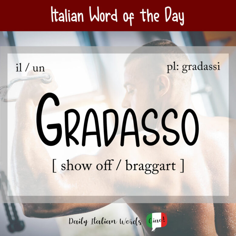 the word "gradasso" with a muscular man in the background