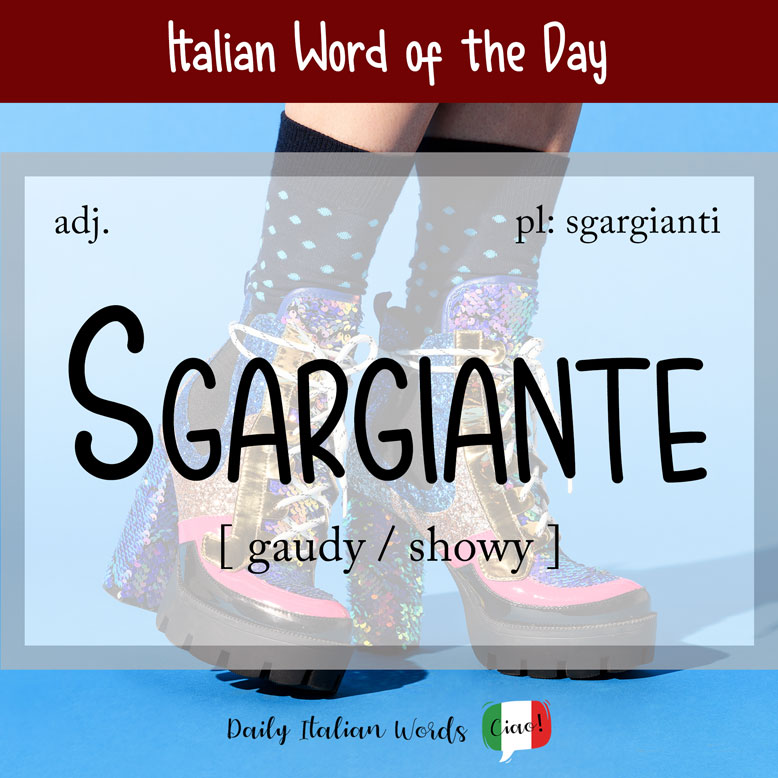 cover image with the word “sgargiante” and flashy boots in the background
