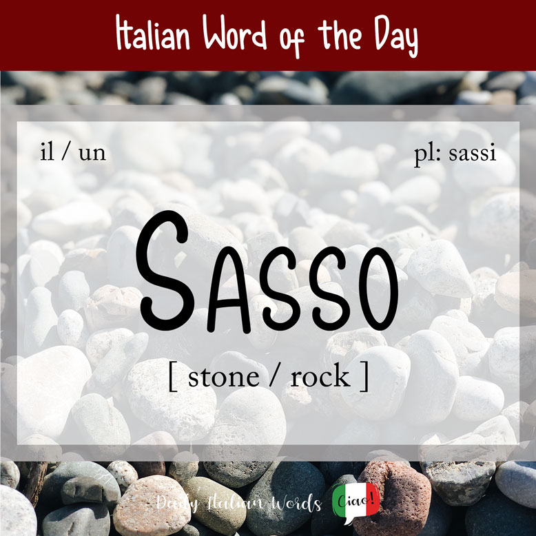 cover image with the word “sasso” and a various stones in the background