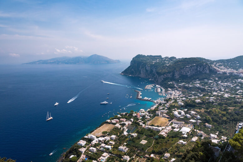 Aerial view of Capri Island in Italy