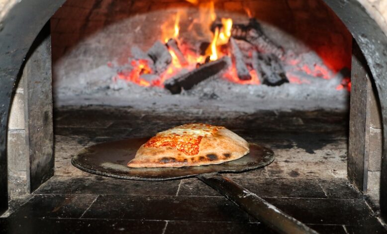 calzone in the pizza oven
