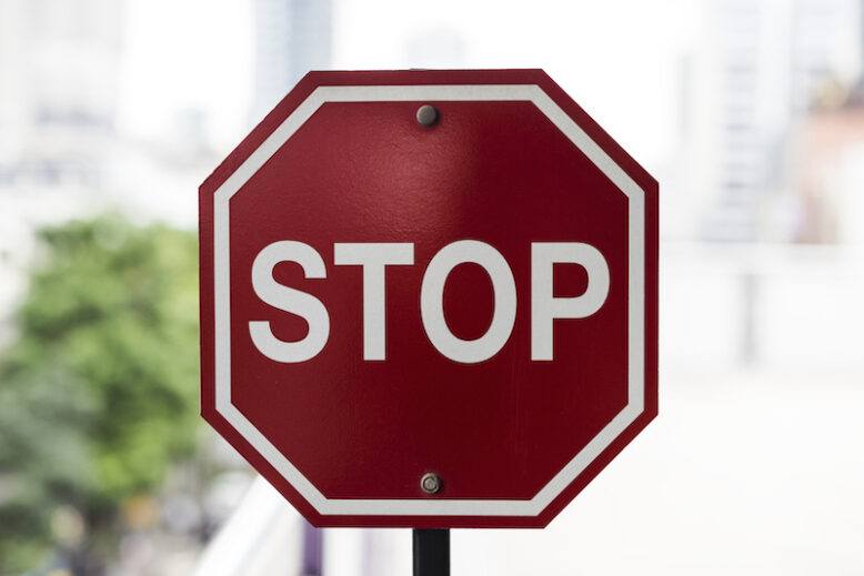 stop road sign closeup