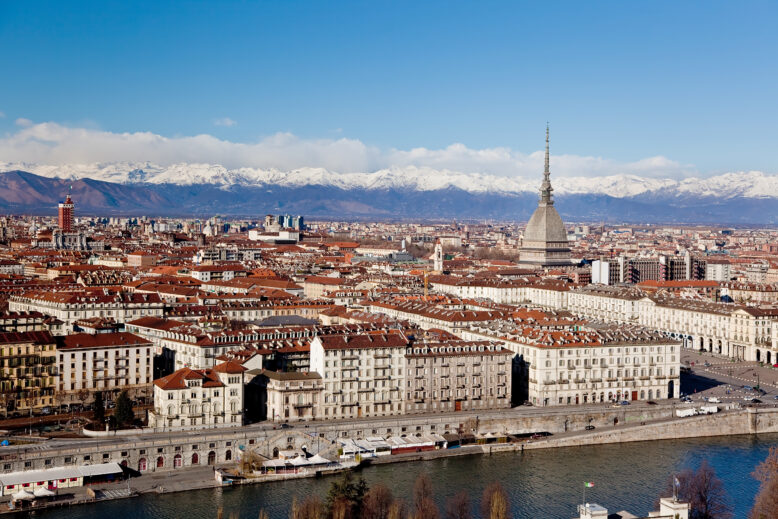 Turin panoramic view; winter clear day; Italy, Europe