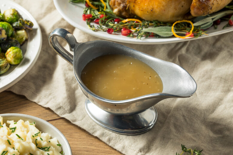 Dark Homemade Turkey Gravy for Thanksgiving Dinner