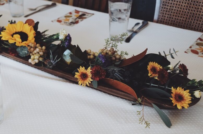Floral centrepiece on the table