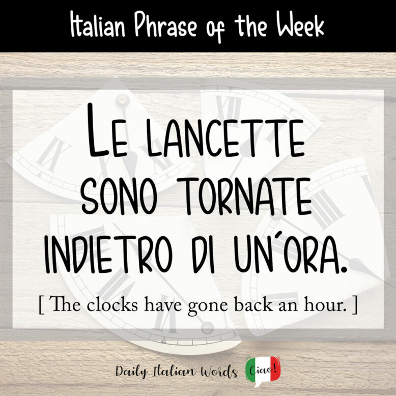 the clocks have gone back an hour in italian