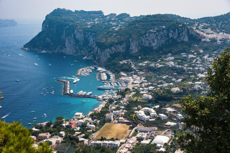 Aerial view of Capri Island in Italy