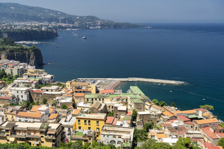 Meta di Sorrento, Naples, Campania, Italy: view of the coast in summer