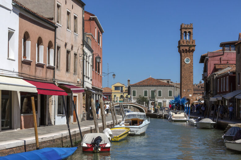 Small canal on the Island of Murano in the Venetian Lagoon near Venice.