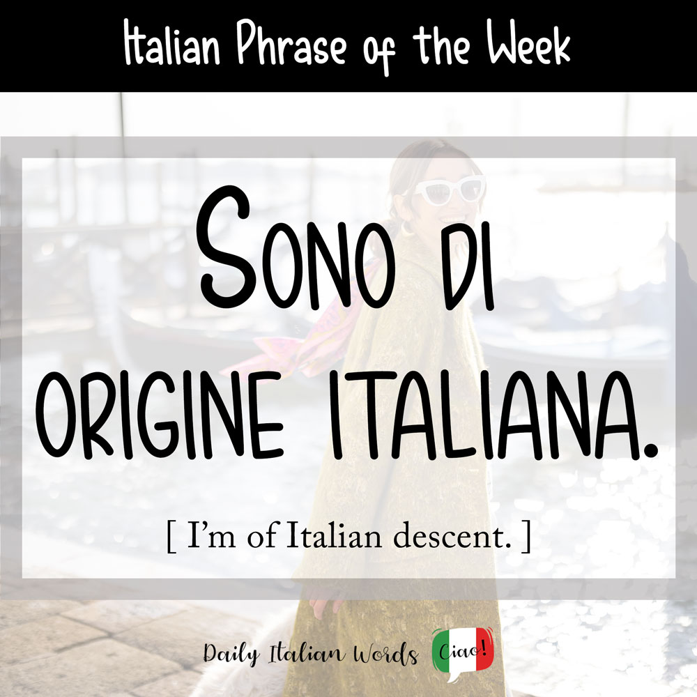Italian Phrase: I am of Italian descent.  (I am of Italian descent.)