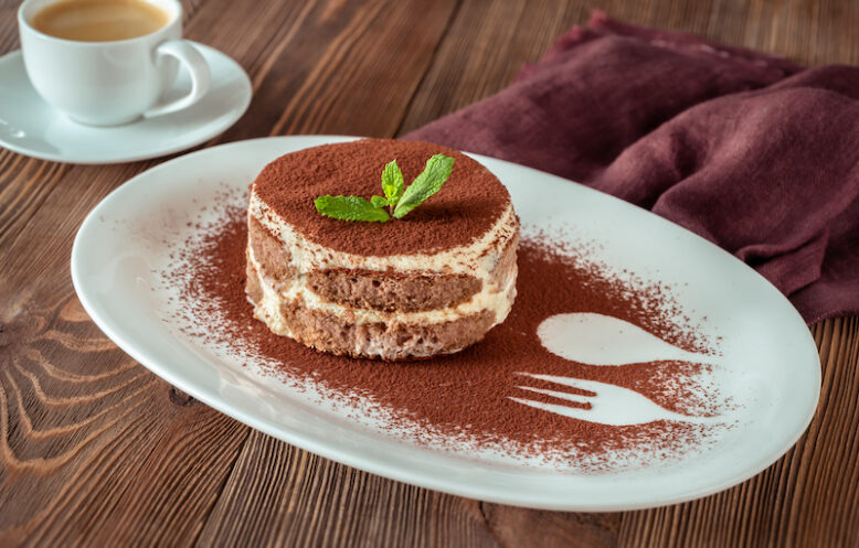 Portion of tiramisu - Italian dessert close up