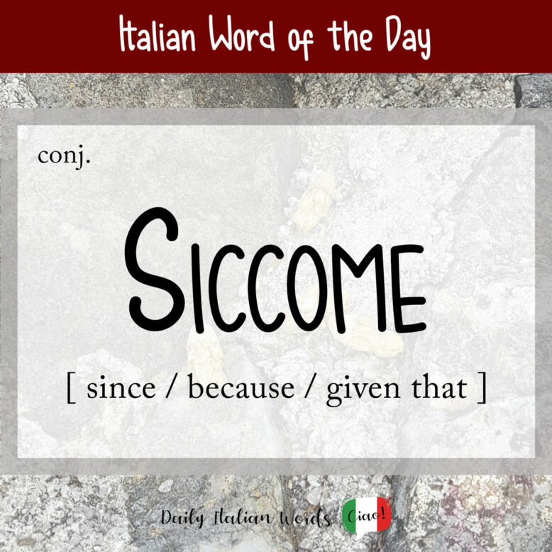 italian word siccome