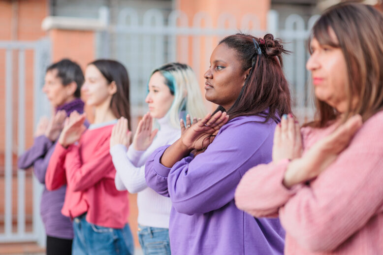 Multiracial activism with Cuban, Spanish , Mexican Latin females.