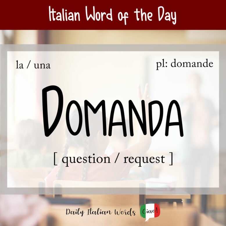 italian word of the day domanda