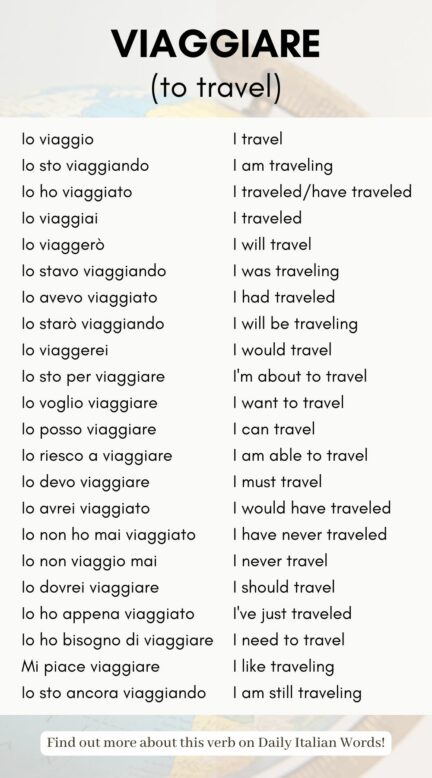 italian verb viaggiare