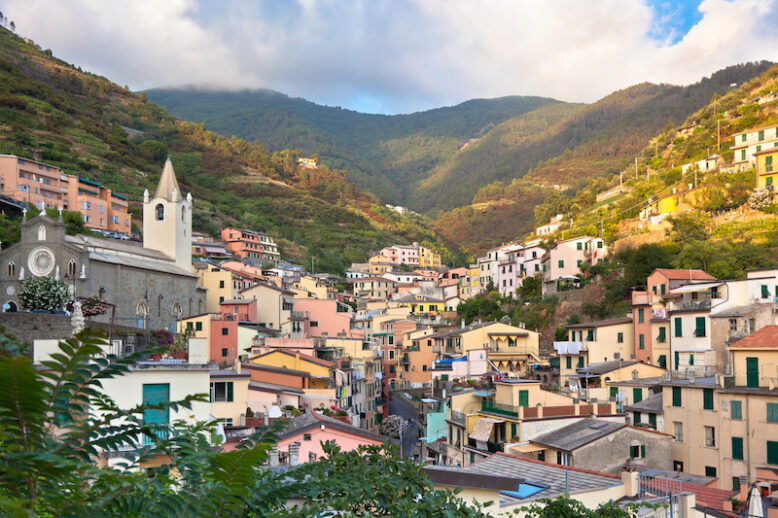 Village of Riomaggiore, Cinque Terre, Italy. Horizontal shot