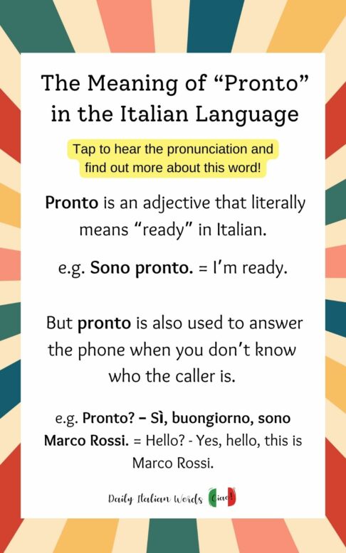 the meaning of pronto in italian