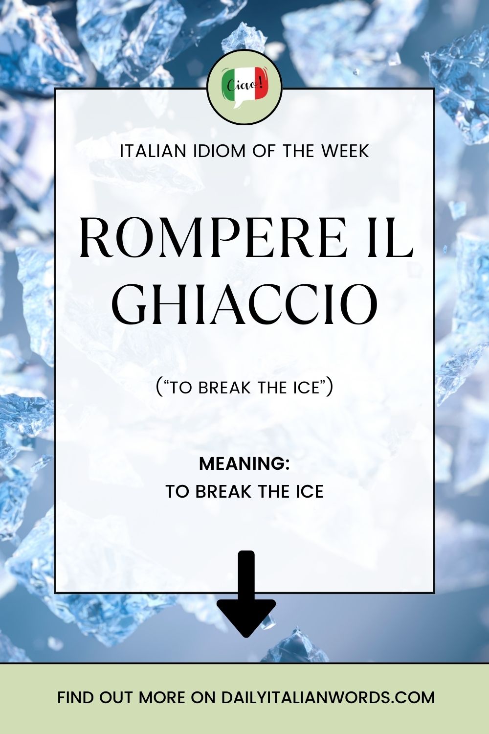 Italian Idiom Rompere il ghiaccio (to break the ice) Daily Italian Words
