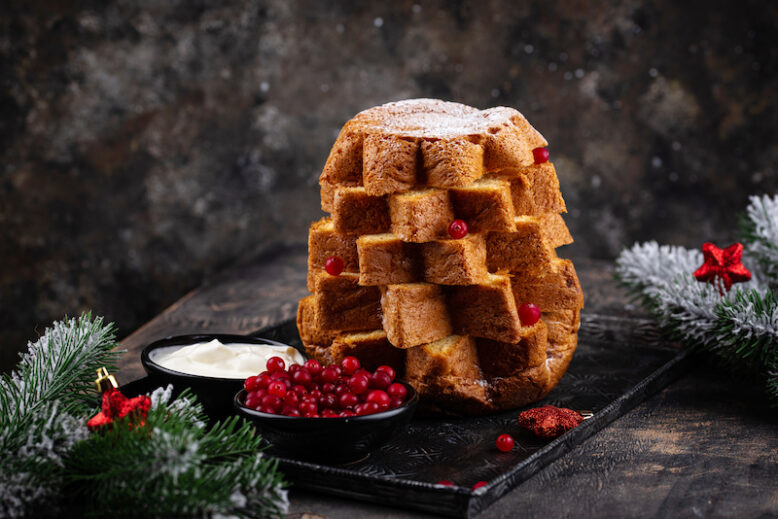 Traditional Christmas Italian cake pandoro or panettone