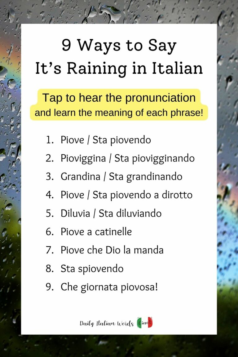 9 Ways to Say “It’s Raining” in Italian - Daily Italian Words