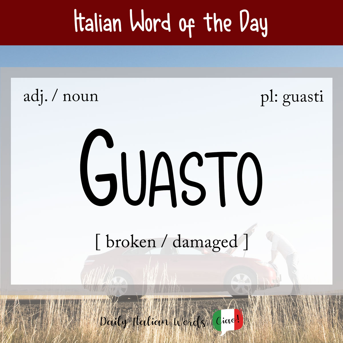 Italian word of the day: Guasto (damaged/damaged)