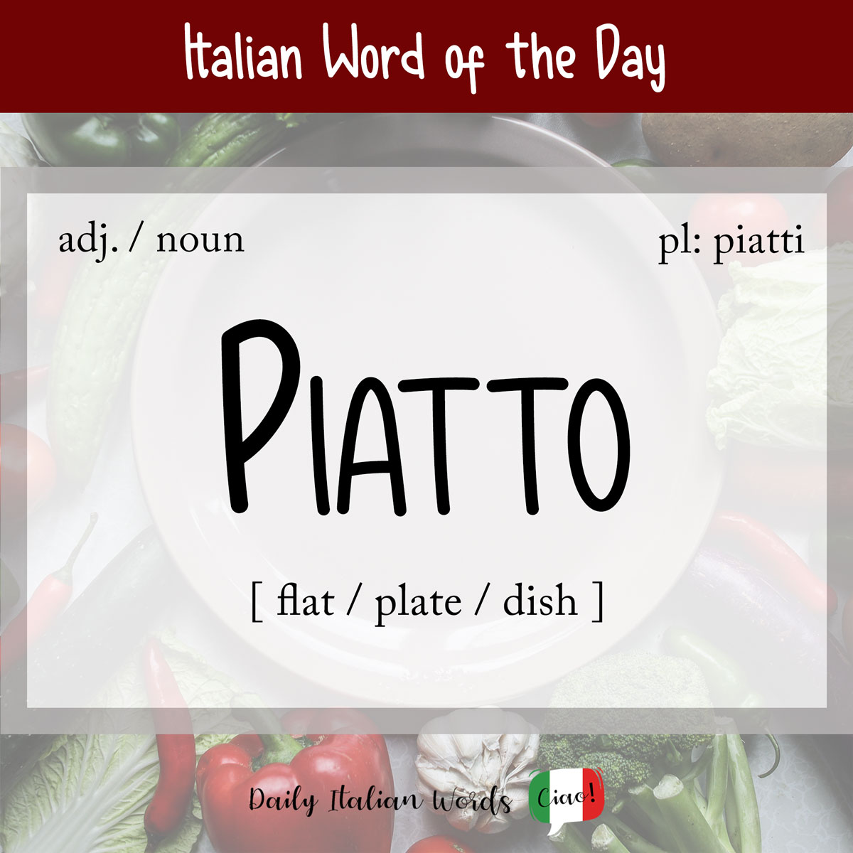 Italian word of the day: Piatto (flat/plate/plate)