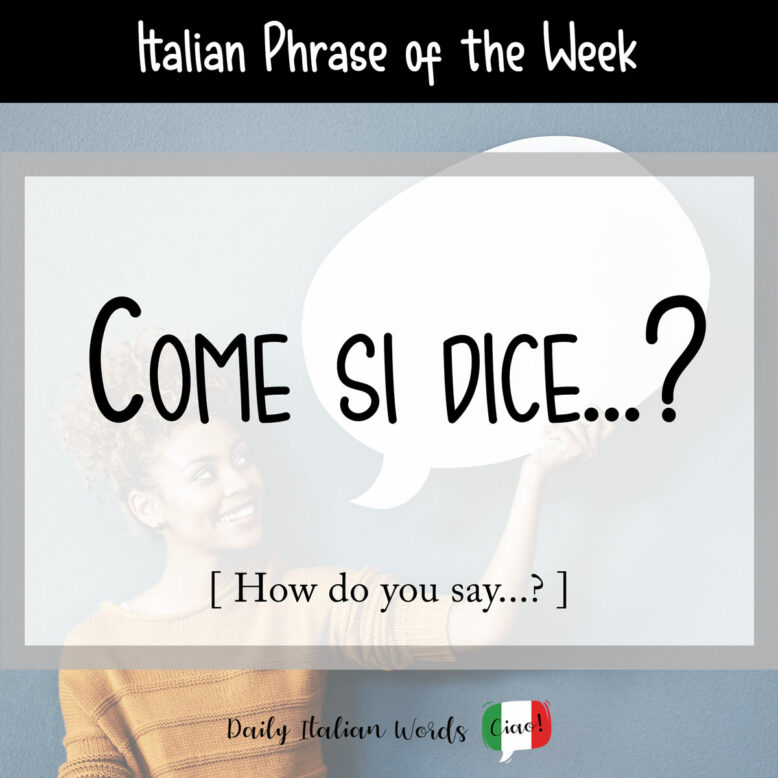 Italian phrase "Come si dice ... ?"