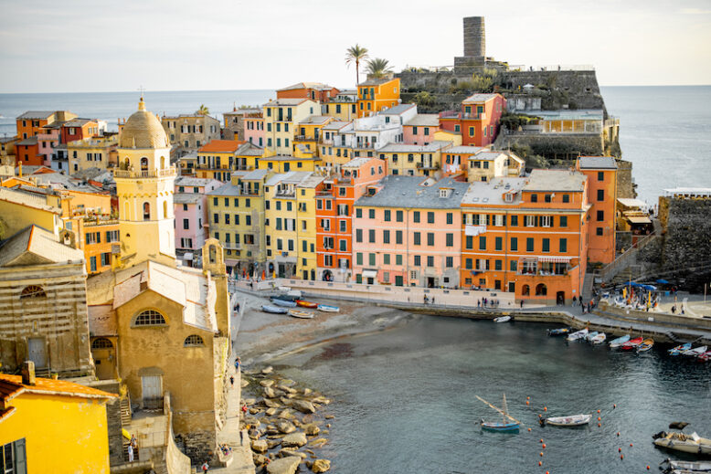 Vernazza village in Italy on sunny day.