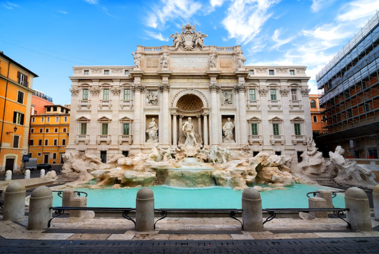 Morning over Fontana di Trevi in Rome, Italy