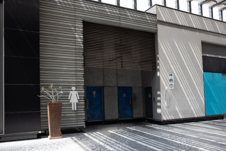 Men and women public toilet in Dubai Marina, UAE