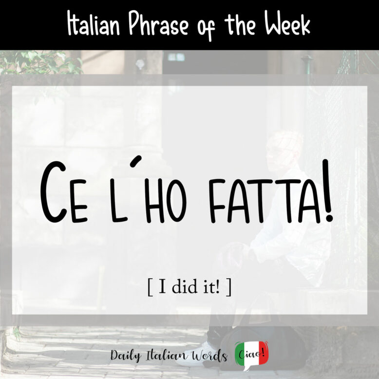 Italian phrase "ce l'ho fatta"