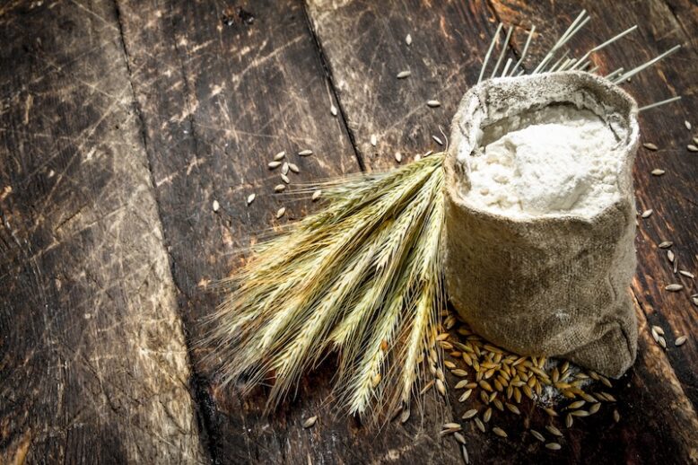 bag of flour with wheat