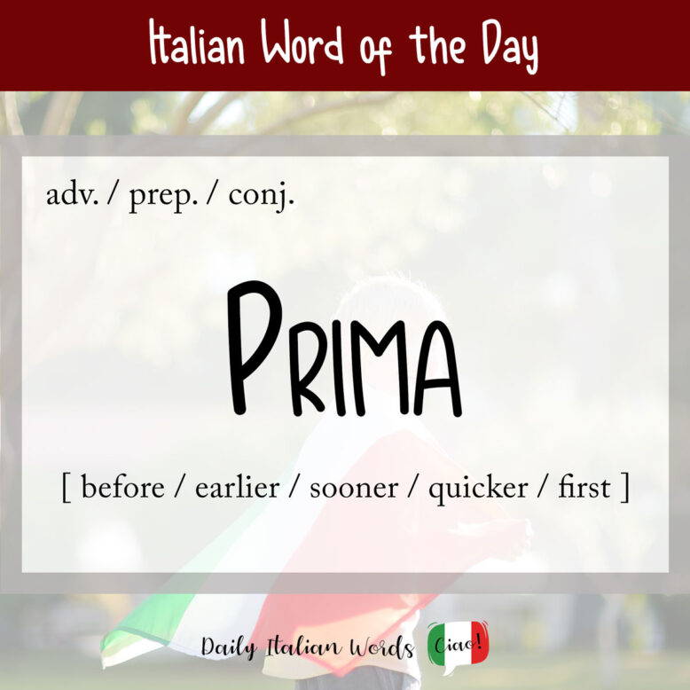 Italian word "prima"