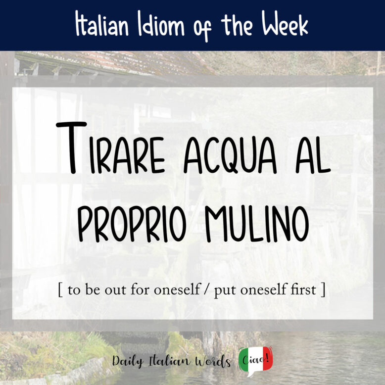 Italian idiom "tirare acqua al proprio mulino"