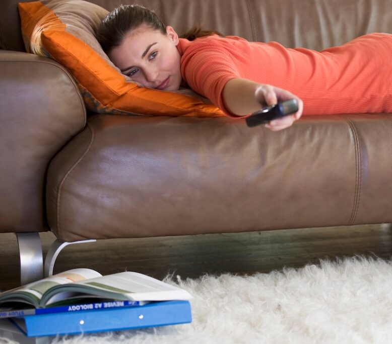 a lazy woman on the couch